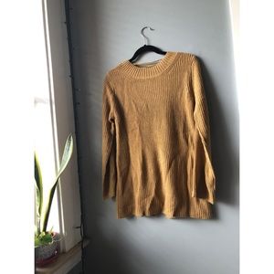 Mustard Yellow Knit Sweater With Lace Up Back